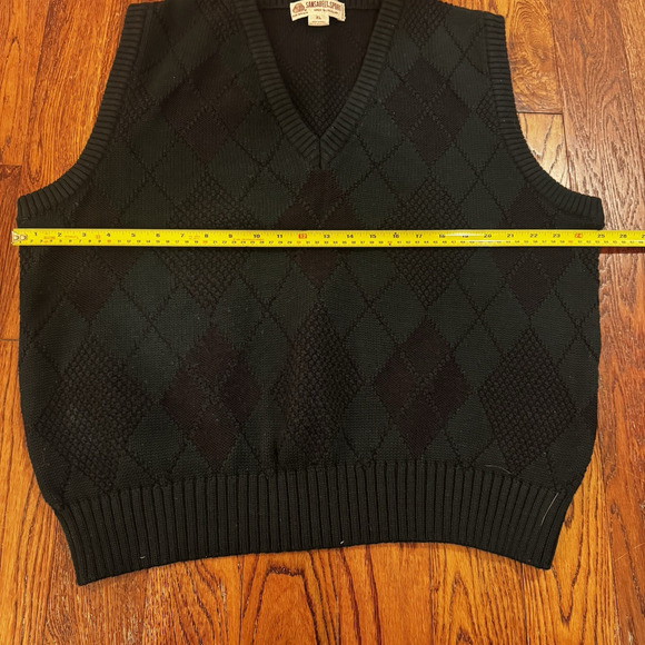 Vintage Sansabelt Sport Wool Sweater Vest Mens XL Green Navy Academia Preppy - Picture 7 of 9